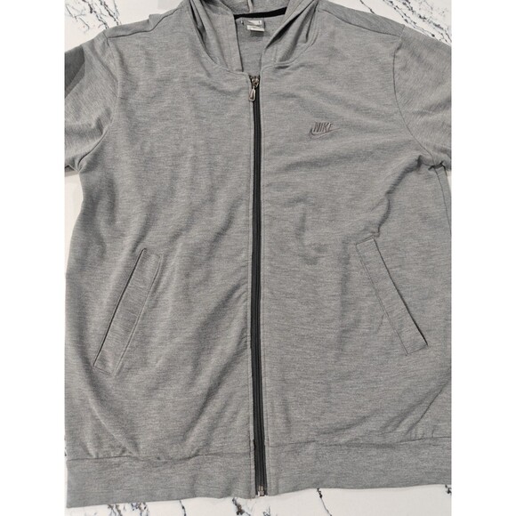 Vintage Y2K Nike Swoosh Zip Up Hoodie Gray Sweatshirt Orange Tag Women Large - Picture 7 of 15